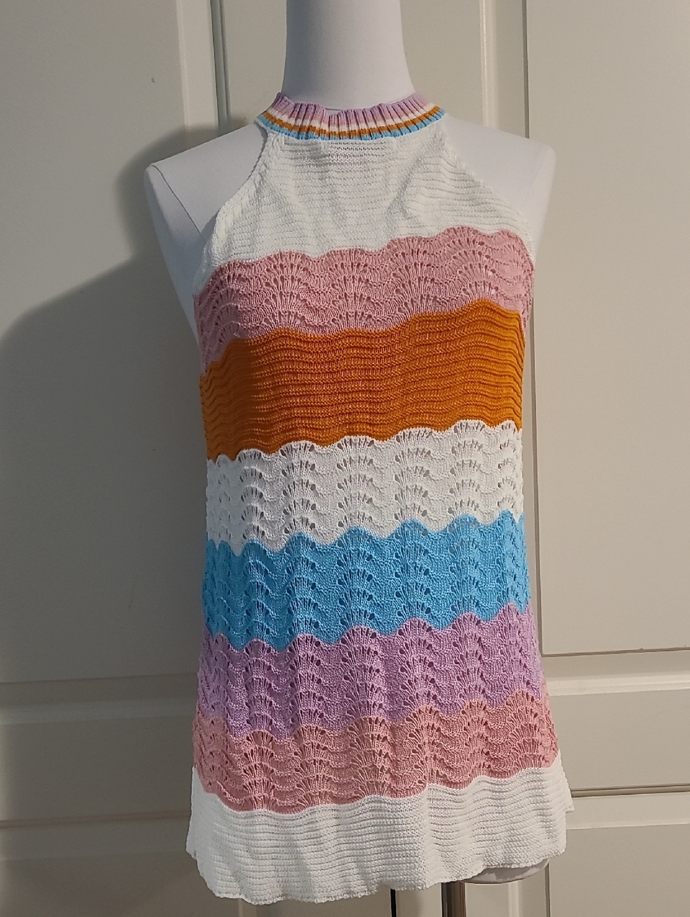 NWOT Jenny Boston Knit Colorful Halter Top
